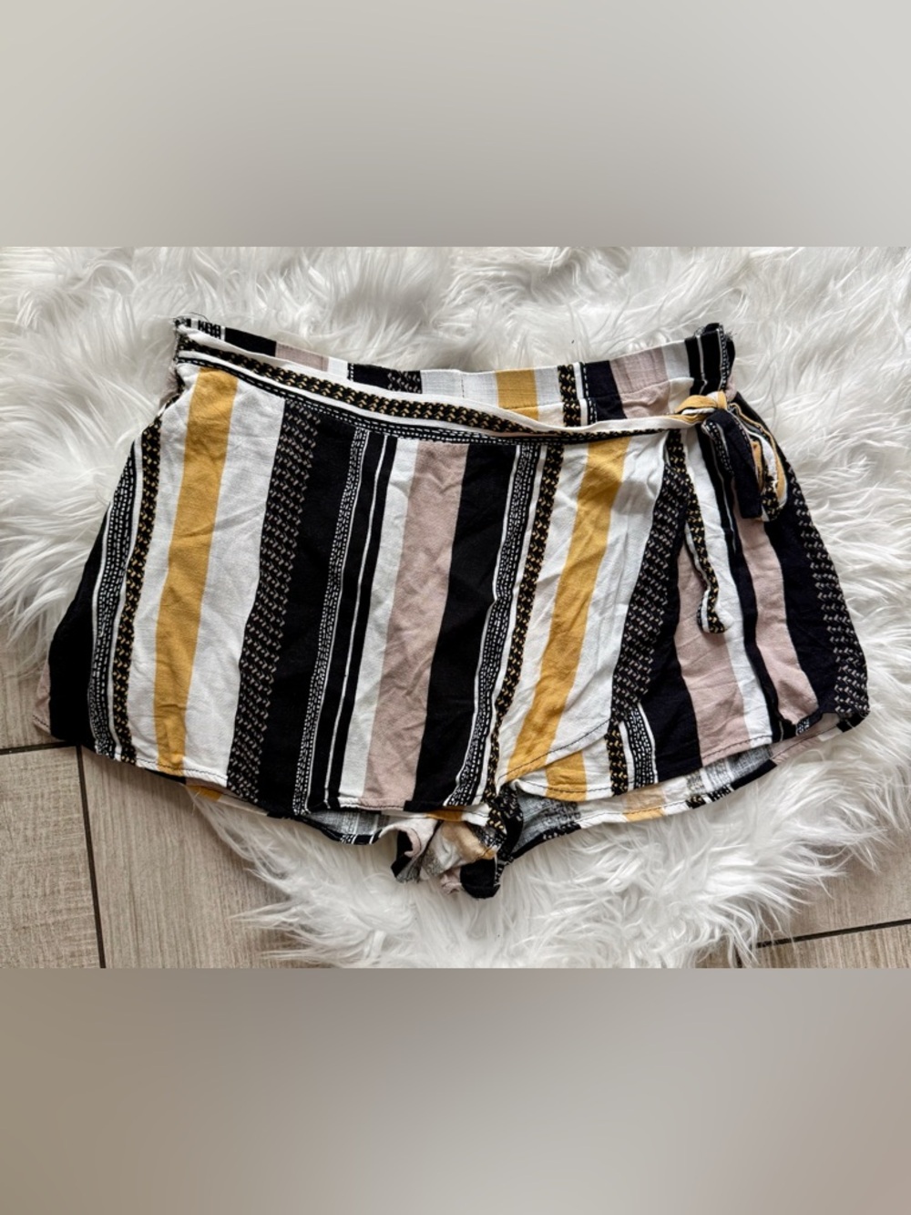 Fashion Nova Striped Multicolored Wrap Tie-Front Shorts